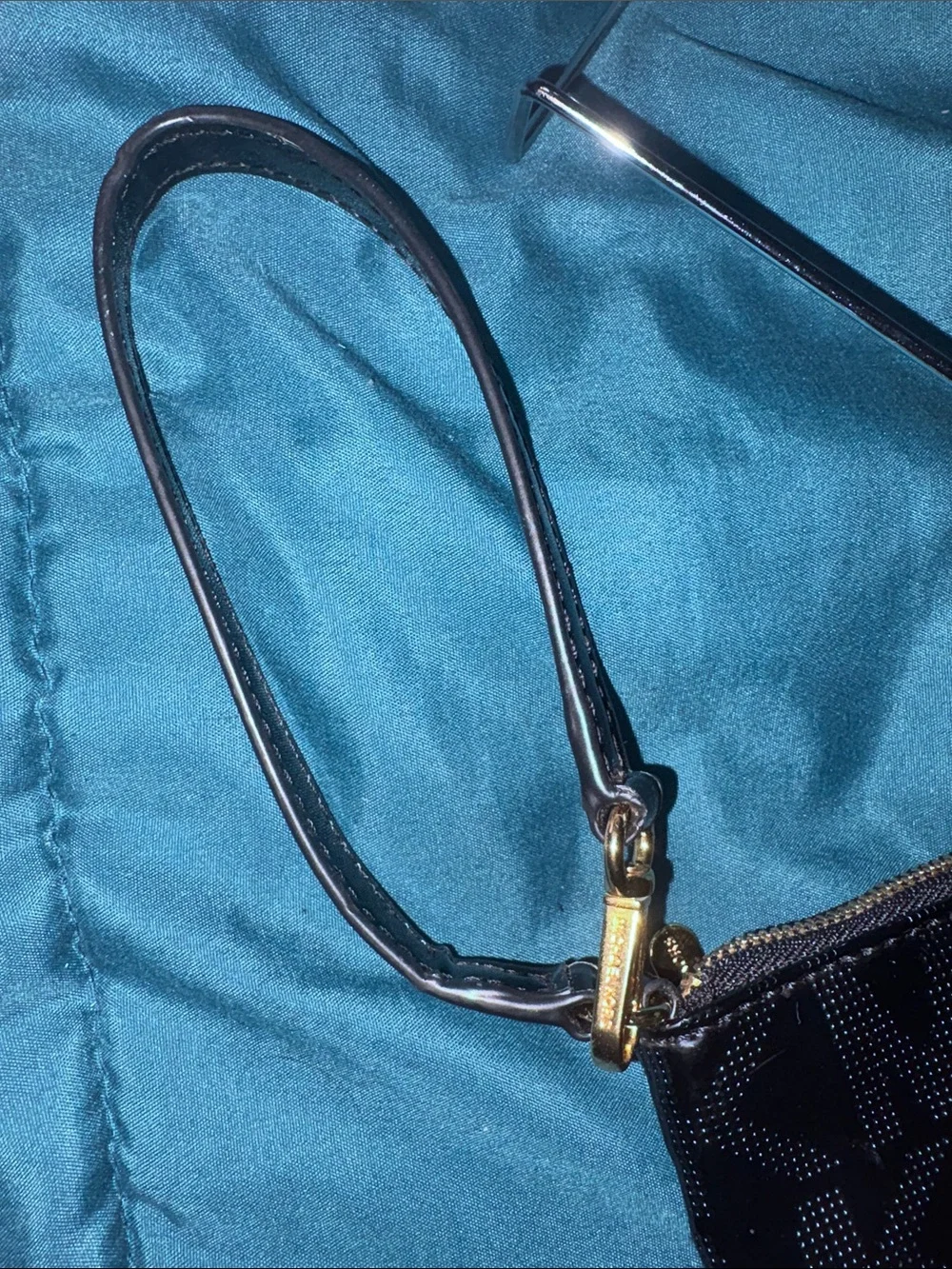 Michael Kors Black Patent MK Logo Shoulder Bag w/ tag, Gold Hardware